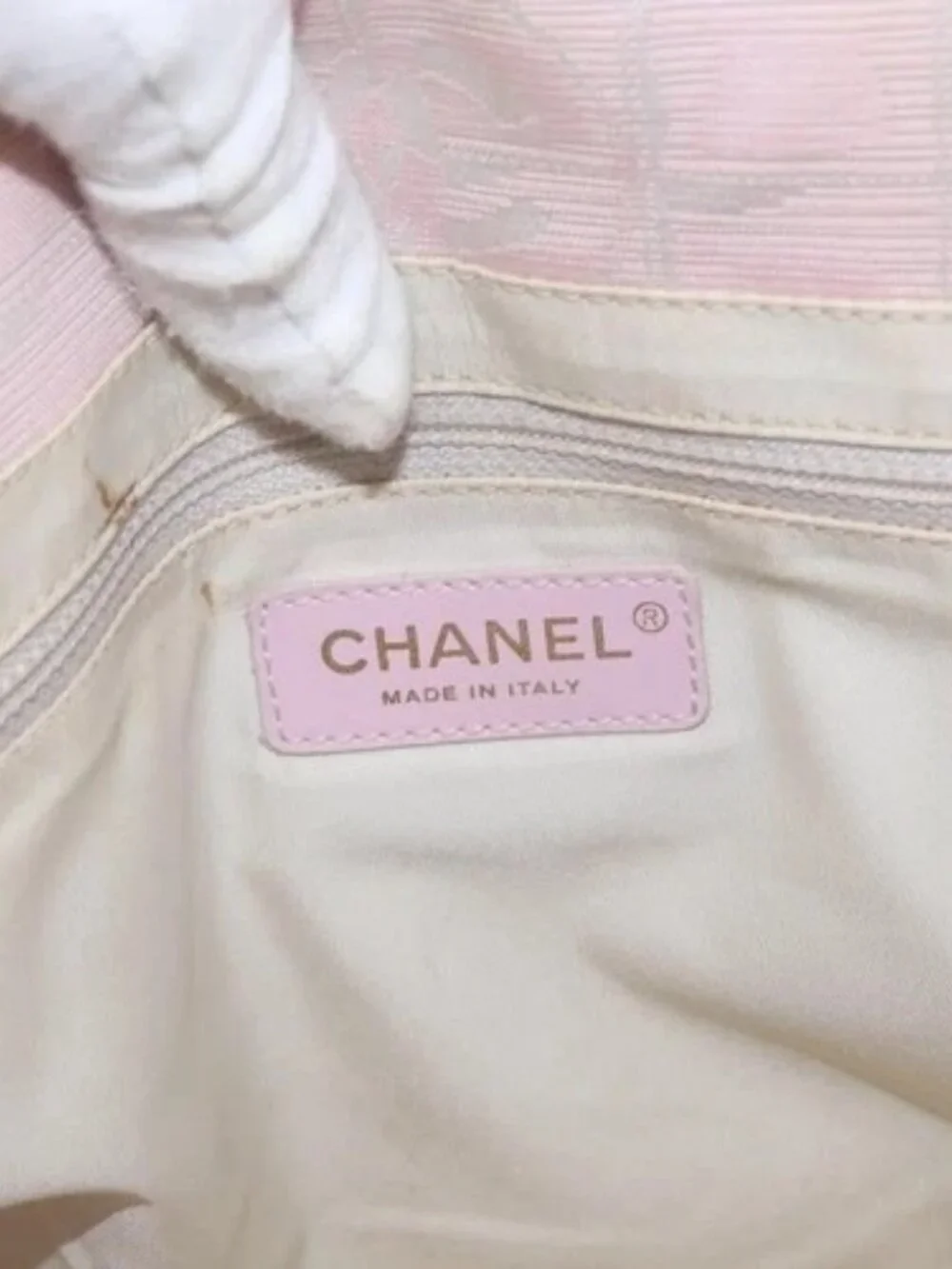 CHANEL New Travel line Tote Bag Nylon Pink Gold CC Auth BA9530